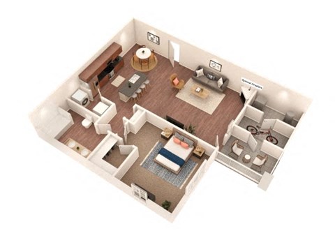 1 Bed 1 Bath Floor Plan with 946 Sq. Ft. at SomerHill Farms Apartments, Gainesville, VA